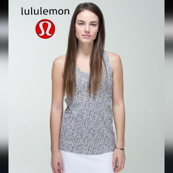 Lululemon Tone It Tank Top in Petite Fleur Silver Spoon/Ambient Grey Print Sz 6 - Picture 1 of 11